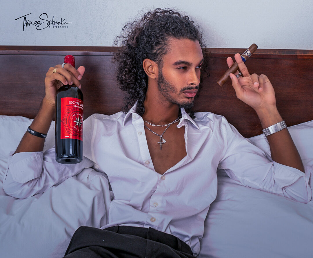 Colte Foster in bed editorial